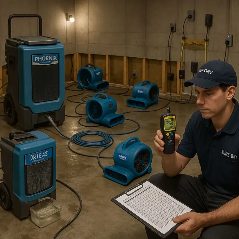 Structural Drying and Dehumidification process in Oronoco, MN